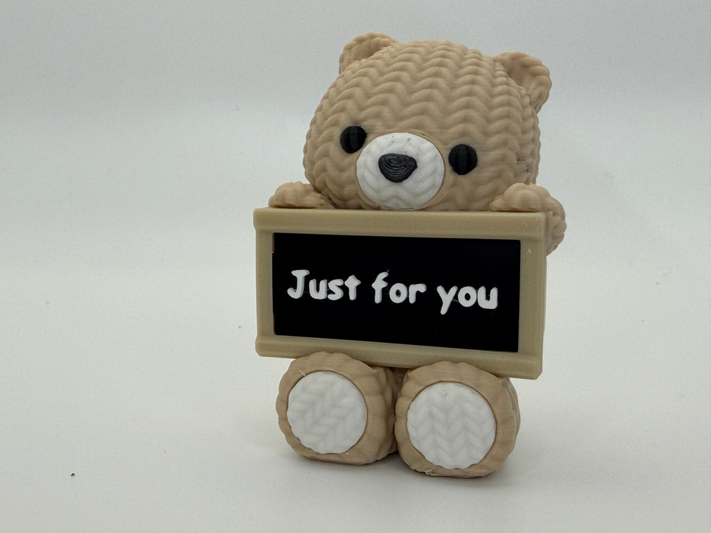 Knitted Effect Bear with personalised message board