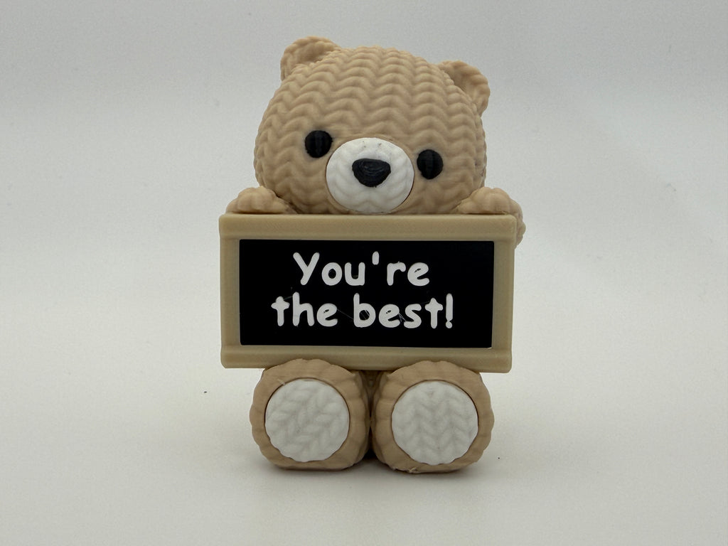 Knitted Effect Bear with personalised message board