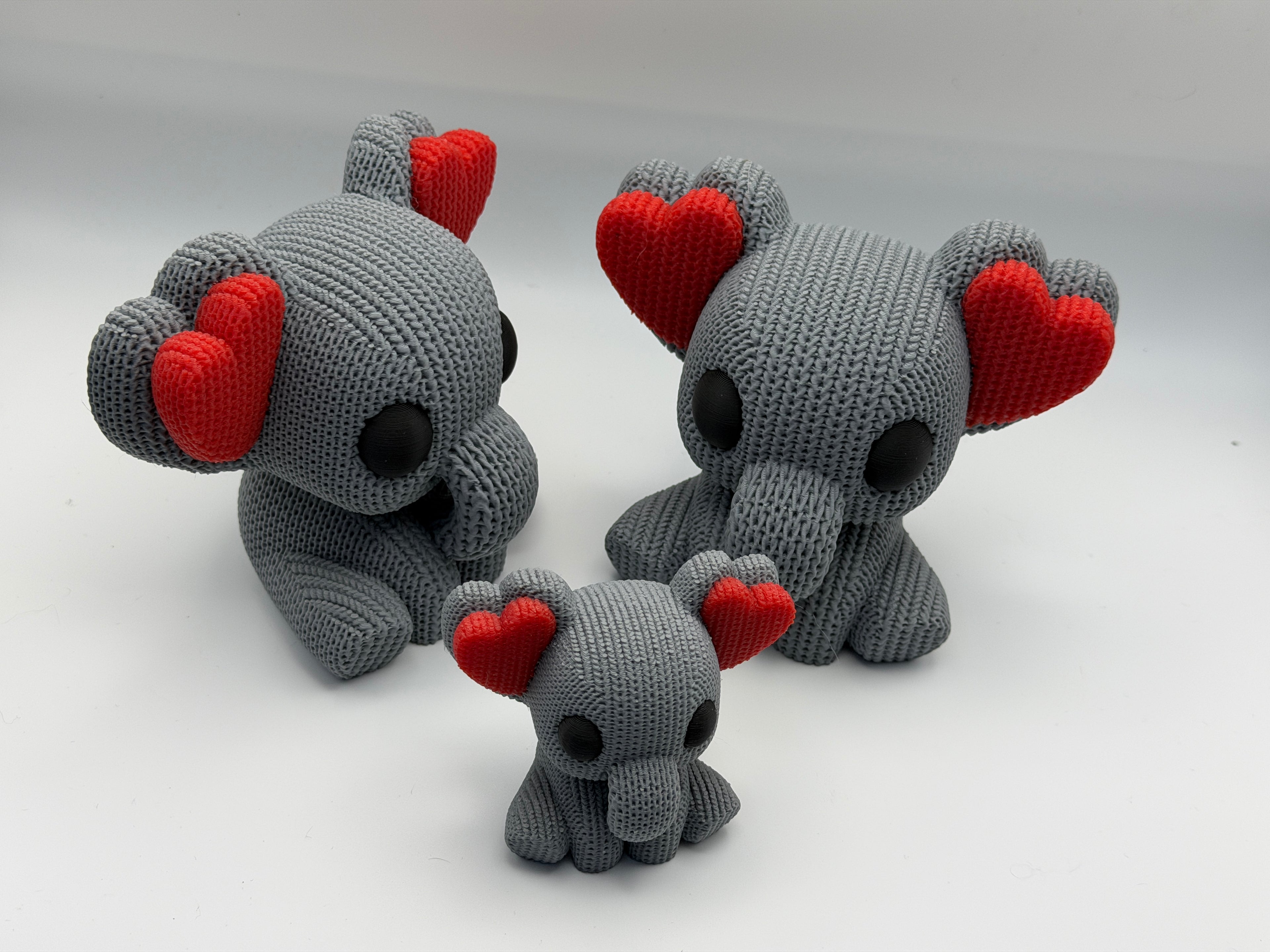 Cute Knitted effect Valentines Elephant with heart ears