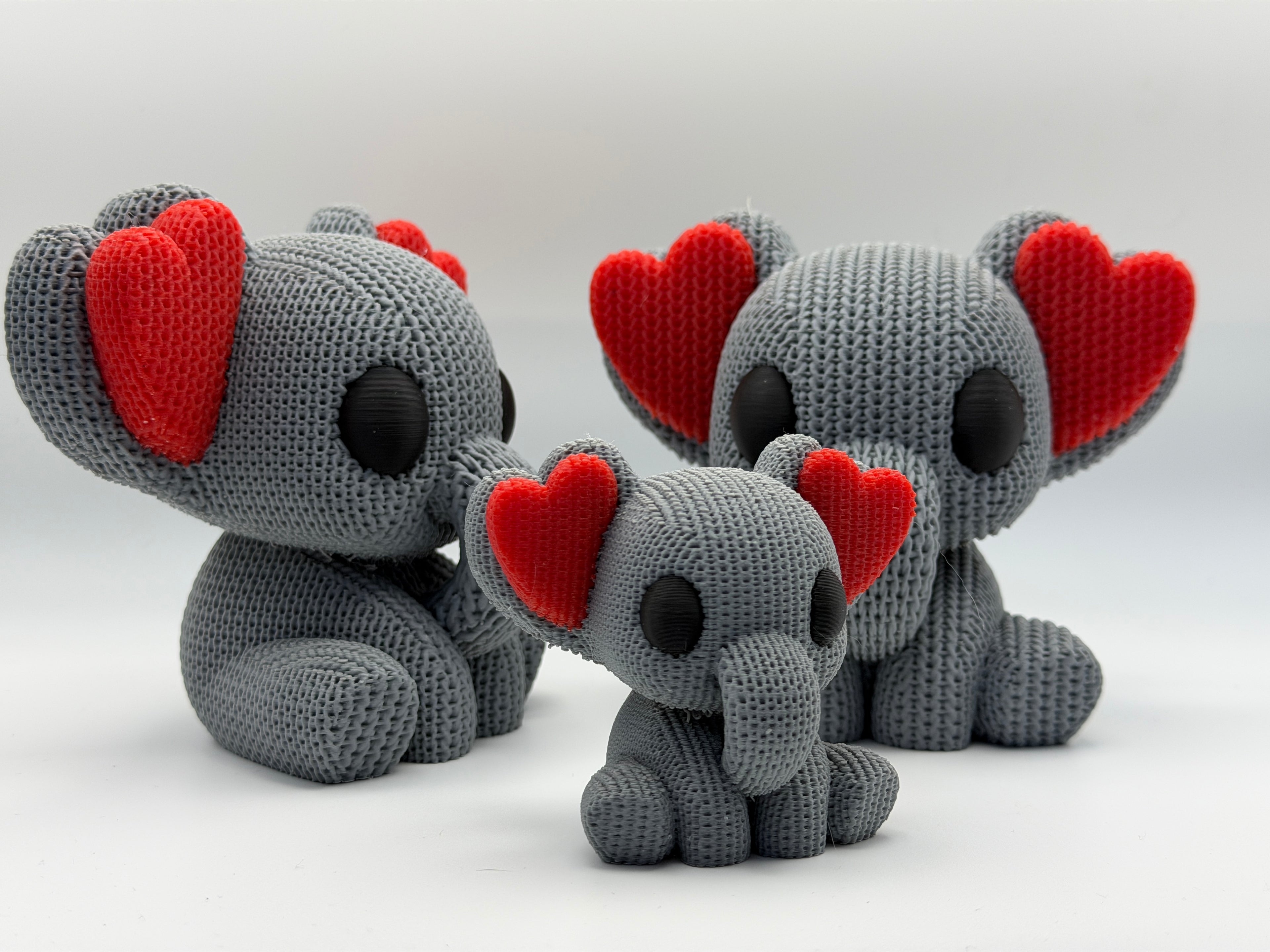 Cute Knitted effect Valentines Elephant with heart ears