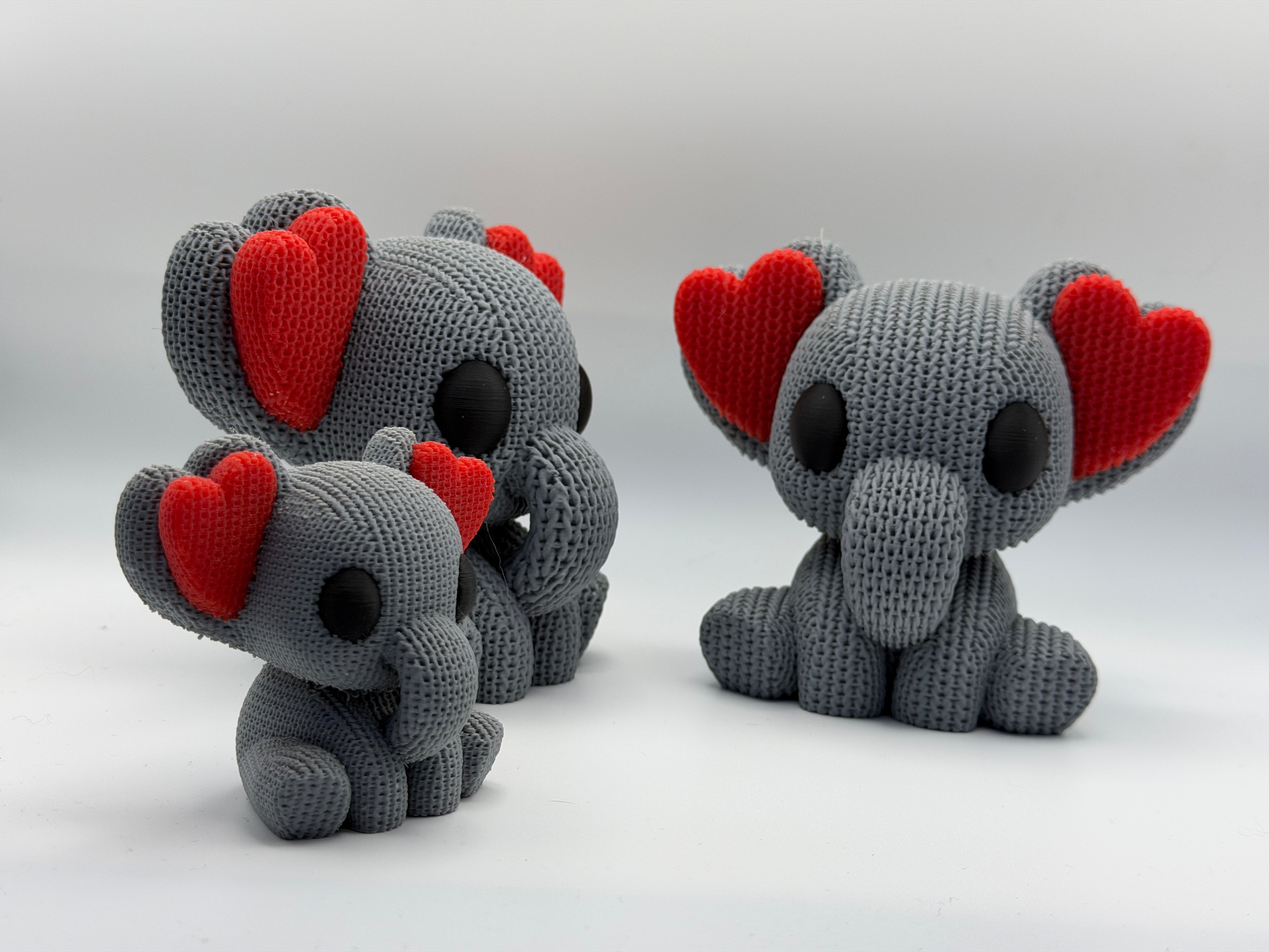 Cute Knitted effect Valentines Elephant with heart ears