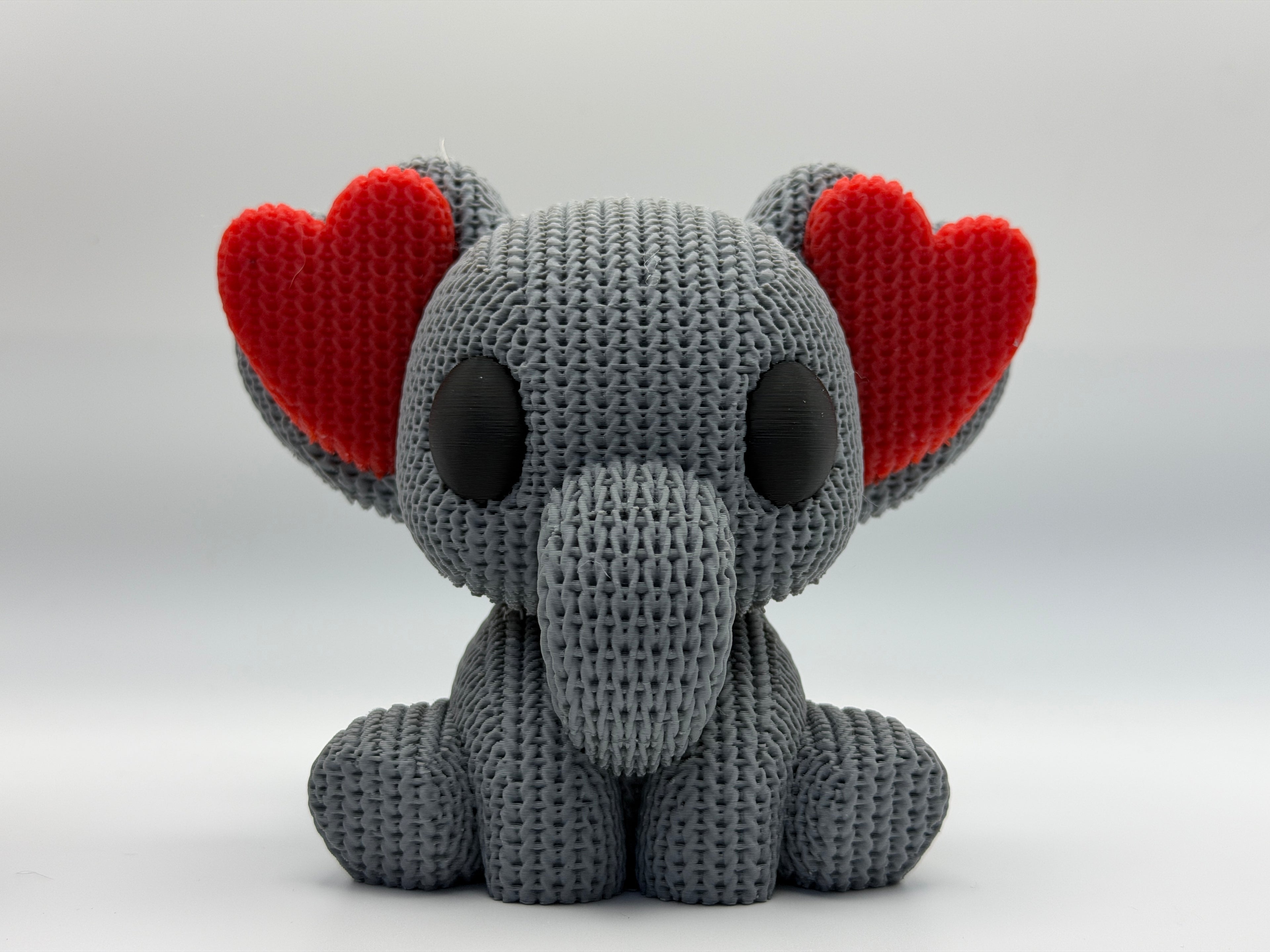 Cute Knitted effect Valentines Elephant with heart ears