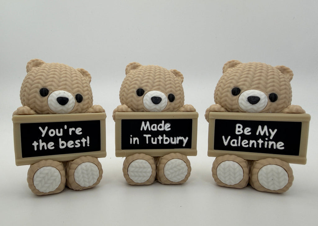 Knitted Effect Bear with personalised message board