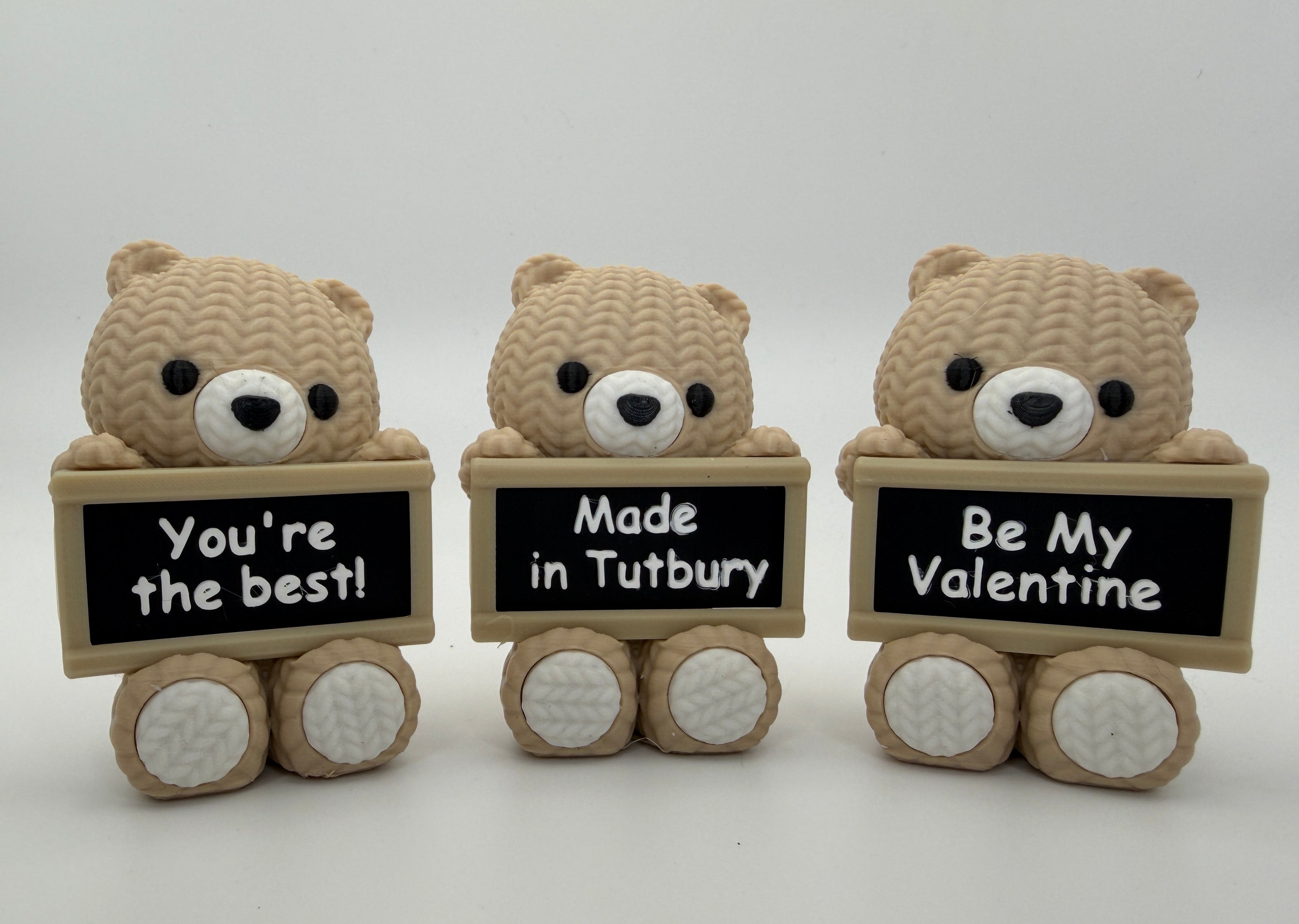 Knitted Effect Bear with personalised message board