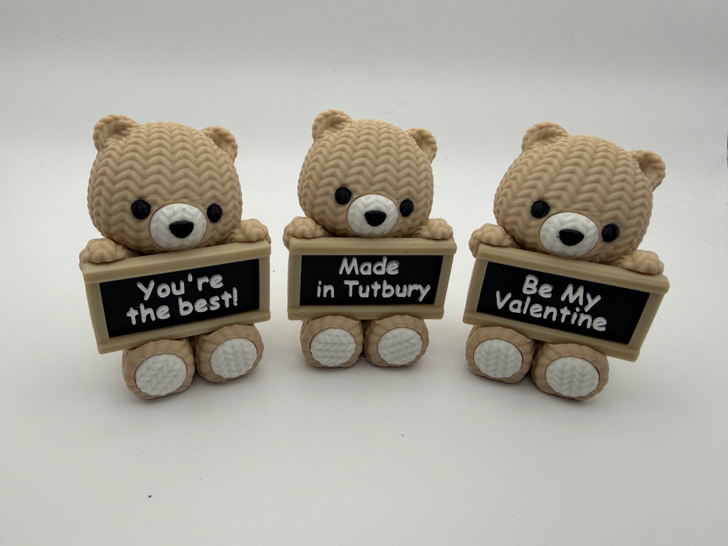 Knitted Effect Bear with personalised message board