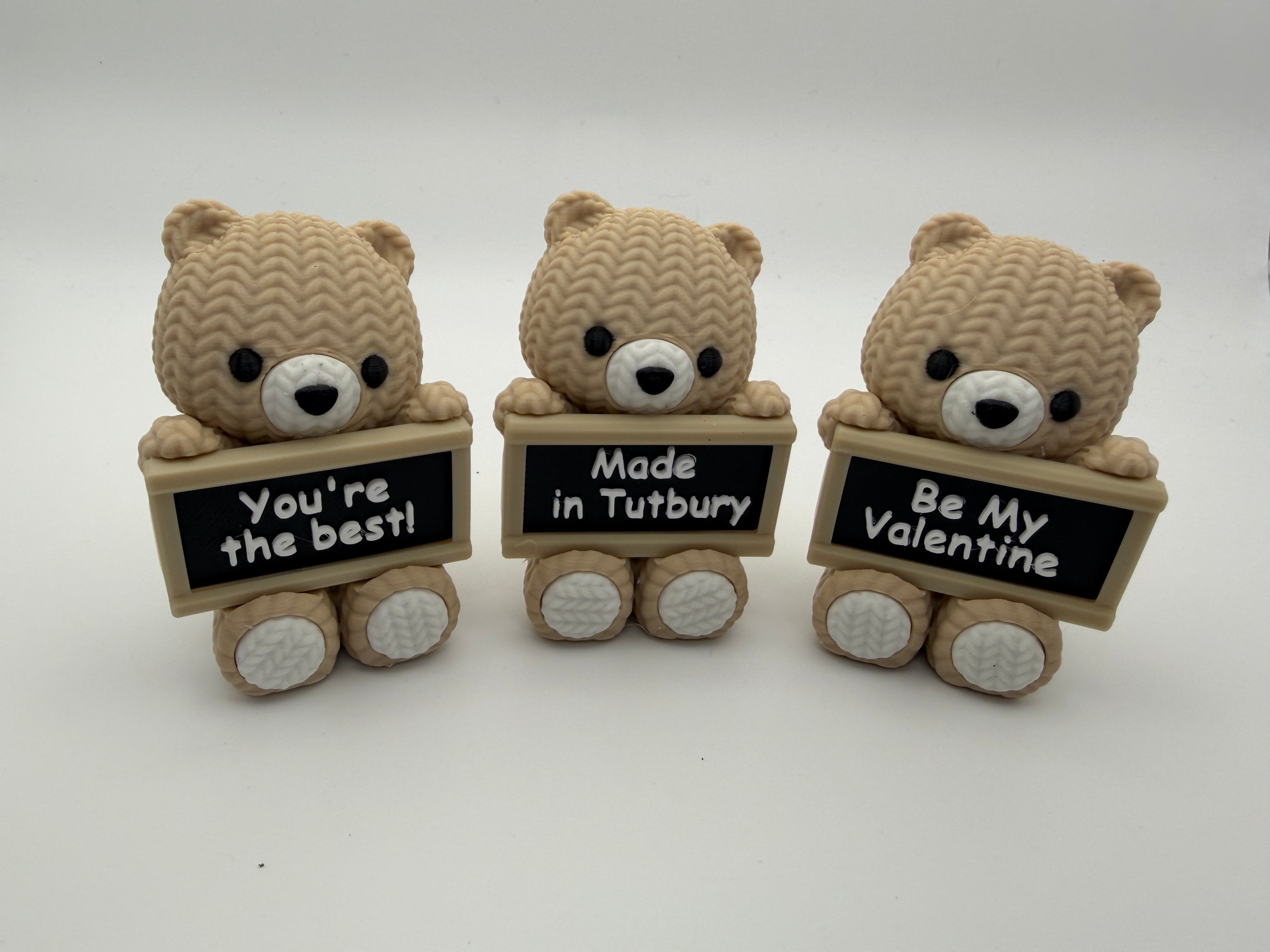 Knitted Effect Bear with personalised message board