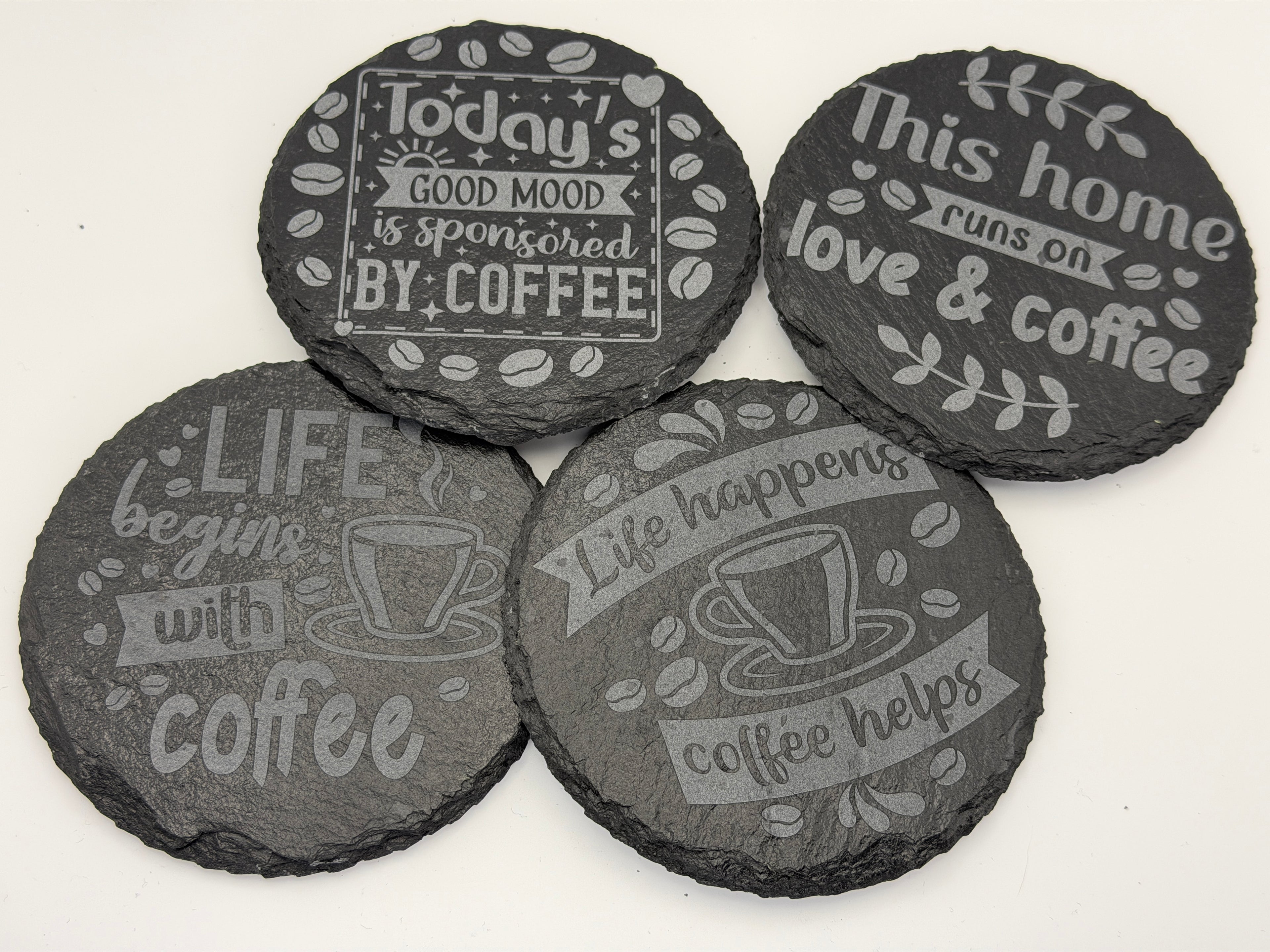 Coffee Themed Slate Coasters (set of 4)